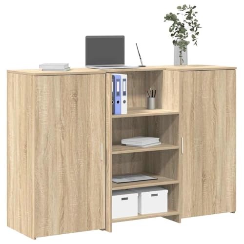 Mandloder Empfangstheke Sonoma-Eiche 155x50x103,5 cm, Holzwerkstoff Büro Theke mit viel Stauraum, Schreibtisch für Empfangsbereich Mandloder Empfangstheke Sonoma-Eiche 155x50x103,5 cm, Holzwerkstoff Büro Theke mit viel Stauraum, Schreibtisch für Empfangsbereich von Mandloder