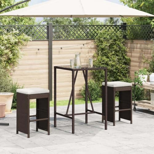 Mandloder Garten-Barhocker 2er Set mit bequemen Cremeweiß Kissen, Braun Poly Rattan, pulverbeschichteter Stahlrahmen, Outdoor Gartenmöbel, stabile Stühle, wetterfeste Möbel für Balkon Terrasse Mandloder Garten-Barhocker 2er Set mit bequemen Cremeweiß Kissen, Braun Poly Rattan, pulverbeschichteter Stahlrahmen, Outdoor Gartenmöbel, stabile Stühle, wetterfeste Möbel für Balkon Terrasse von Mandloder