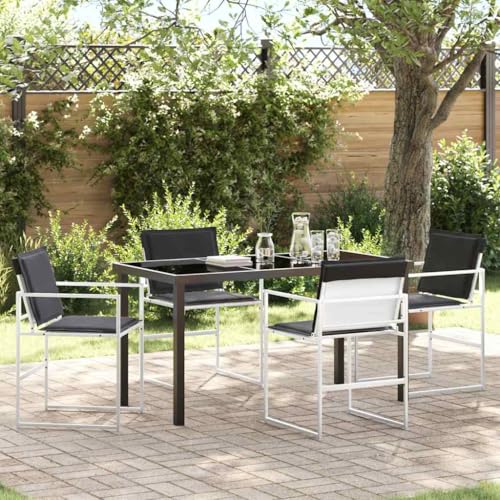 Mandloder Garten Essgruppe 5-teilig Weiß 140x70x73 cm, Modernes Outdoor Gartenmöbel Set für 4 Personen, aus pulverbeschichtetem Stahl & Textilene, Wetterfest UV-Beständig Klappbar für Terrasse Mandloder Garten Essgruppe 5-teilig Weiß 140x70x73 cm, Modernes Outdoor Gartenmöbel Set für 4 Personen, aus pulverbeschichtetem Stahl & Textilene, Wetterfest UV-Beständig Klappbar für Terrasse von Mandloder