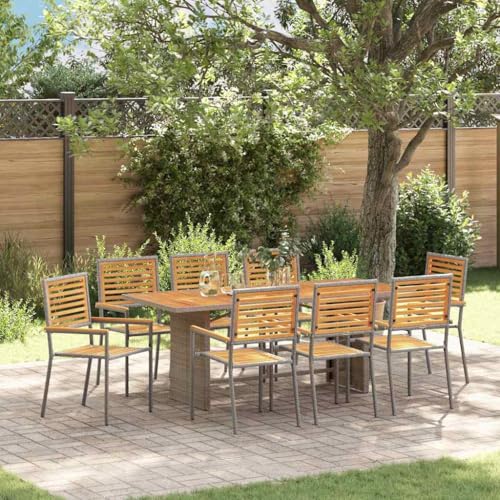 Mandloder Garten Essgruppe 9-teilig Grau, 190x80x75 cm, Poly-Rattan & Akazienholz, wetterfestes Outdoor-Möbelset für Terrasse und Garten Mandloder Garten Essgruppe 9-teilig Grau, 190x80x75 cm, Poly-Rattan & Akazienholz, wetterfestes Outdoor-Möbelset für Terrasse und Garten von Mandloder