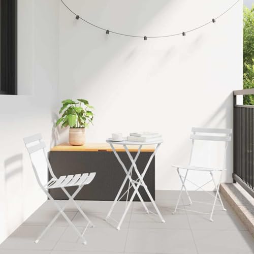 Mandloder Garten Klappstuhl 2er-Set Weiß aus robustem Stahl, faltbar 42x46x82cm, wetterfeste Outdoor Gartenmöbel für Terrasse & Balkon, stabil & platzsparend von Mandloder
