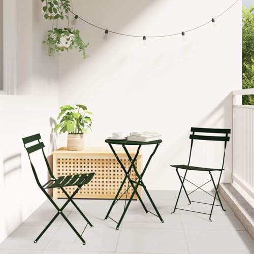 Mandloder Garten Klappstuhl Falten 2er-Set Grün 42x46x82cm, Robuster Stahl Outdoor Klappstuhl für Balkon, Terrasse und Camping, Wetterfeste Gartenmöbel Stühle von Mandloder