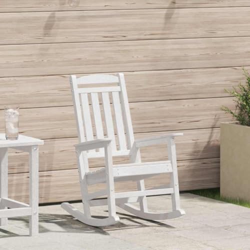 Mandloder Garten Schaukelstuhl Weiß, 70x92x108cm Kunststoff, Ergonomisches Design für Entspannung im Außenbereich, Wetterfest & Robust von Mandloder