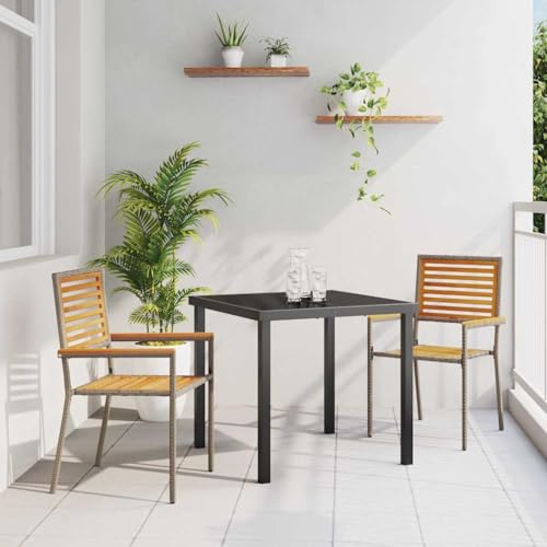 Mandloder Garten Stapelstühle 2er Set Braun Grau, wetterfeste Outdoor Gartenmöbel aus robustem Stahl und PE-Rattan mit Akazienholz Armlehnen, komfortable stapelbare Stühle für Balkon und Terrasse Mandloder Garten Stapelstühle 2er Set Braun Grau, wetterfeste Outdoor Gartenmöbel aus robustem Stahl und PE-Rattan mit Akazienholz Armlehnen, komfortable stapelbare Stühle für Balkon und Terrasse von Mandloder