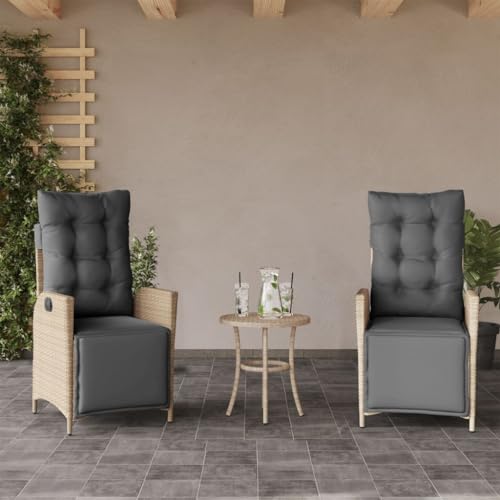 Mandloder Gartensessel mit Fußteil, 2er Set verstellbare Gartenstühle, wetterfeste Poly Rattan Loungesessel, Bequeme Outdoor Möbel Hochlehner für Terrasse Balkon von Mandloder