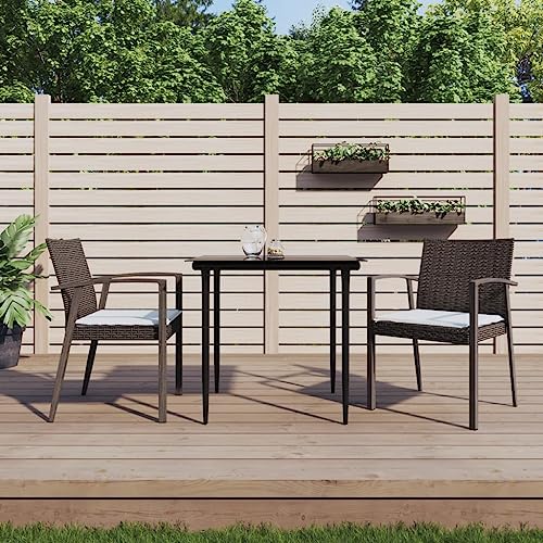 Mandloder Gartenstühle 2er Set mit Kissen, Braun PE Rattan, Wetterfeste Gartenmöbel für Outdoor Terrasse, Balkon, Robuste Stahlrahmen Stühle, Komfortable Lounge Sessel für den Außenbereich von Mandloder