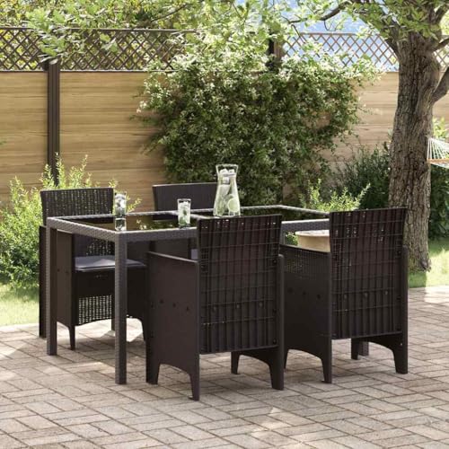 Mandloder Gartenstühle 4er Set Braun PP Rattan-Optik 53x49x85cm, UV-beständig wasserdicht pflegeleicht, robuste Outdoor Gartenmöbel, stapelbare Hochlehner Stühle für Terrasse Balkon von Mandloder