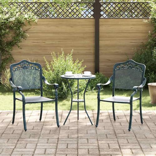 Mandloder Gartenstuhl 2er Set Grün Aluminium 62x64x93 cm, robuste Gartenstühle für Outdoor Terrasse, wetterfeste Gartenmöbel Stühle, ideal für Garten Balkon von Mandloder