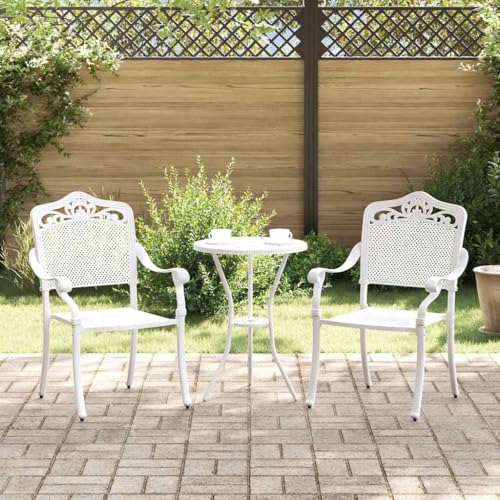Mandloder Gartenstuhl 2er Set Weiß, 55 x 56,5 x 91 cm Aluminium Hochlehner, Moderne Outdoor Stühle für Garten und Terrasse, wetterfest und pflegeleicht von Mandloder
