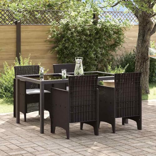 Mandloder Gartenstuhl 4er Set Braun PP Rattan-Look, 53x49x85cm Outdoor Gartenmöbel Stühle, UV-beständig Wasserdicht Stapelbar für Terrasse & Balkon, Pflegeleichte Hochlehner Gartensessel von Mandloder