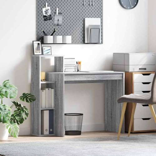 Mandloder Grauer Sonoma Holzwerkstoff Schreibtisch 100x40x90cm mit 3 Regalen, Moderner Computertisch für Home-Office & Wohnzimmer, Stabiler Arbeitstisch mit Stauraum für Produktivität Mandloder Grauer Sonoma Holzwerkstoff Schreibtisch 100x40x90cm mit 3 Regalen, Moderner Computertisch für Home-Office & Wohnzimmer, Stabiler Arbeitstisch mit Stauraum für Produktivität von Mandloder