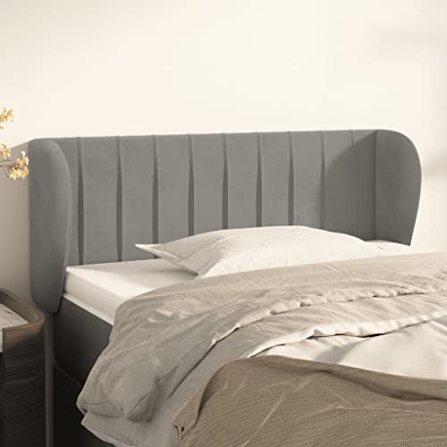 Mandloder Höhenverstellbares Kopfteil mit Ohren, 103x23x78/88 cm, hellgrauer Samt, Robustes Holzgestell, weiche Schaumstofffüllung für Schlafzimmerbetten Mandloder Höhenverstellbares Kopfteil mit Ohren, 103x23x78/88 cm, hellgrauer Samt, Robustes Holzgestell, weiche Schaumstofffüllung für Schlafzimmerbetten von Mandloder