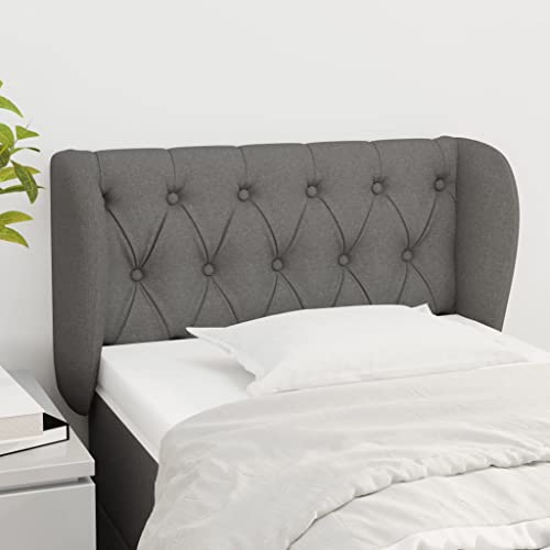 Mandloder Höhenverstellbares Kopfteil mit Ohren, dunkelgrau, 83x23x78/88 cm, strapazierfähiger Stoff, stabiles Holz, ideal für gemütliches Lesen im Bett von Mandloder