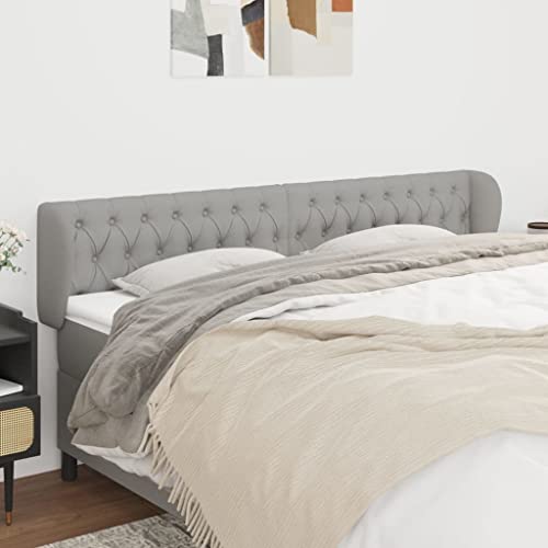 Mandloder Höhenverstellbares Kopfteil mit Ohren Hellgrau Stoff 183x23x78/88 cm für Schlafzimmer, Robustes Bett-Rückenpolster Mandloder Höhenverstellbares Kopfteil mit Ohren Hellgrau Stoff 183x23x78/88 cm für Schlafzimmer, Robustes Bett-Rückenpolster von Mandloder