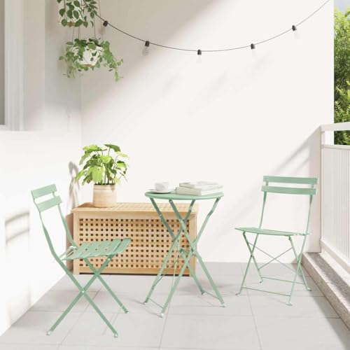 Mandloder Klappstuhl Falten 2er Set Grün aus robustem Stahl 42 x 46 x 82 cm, ideal für Outdoor Gartenmöbel Gartenstühle, leicht zu verstauen & transportieren von Mandloder
