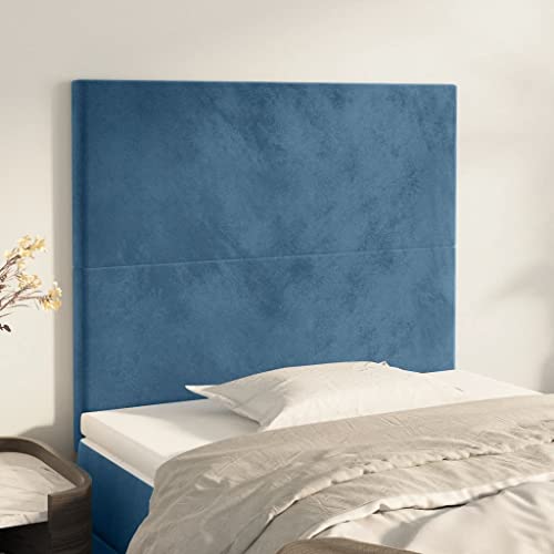 Mandloder Klassisches Kopfteil-Set, 2 Stück, dunkelblau, 90x5x78/88 cm, aus weichem Samt, höhenverstellbar, robuste Holzbeine für Bett Mandloder Klassisches Kopfteil-Set, 2 Stück, dunkelblau, 90x5x78/88 cm, aus weichem Samt, höhenverstellbar, robuste Holzbeine für Bett von Mandloder