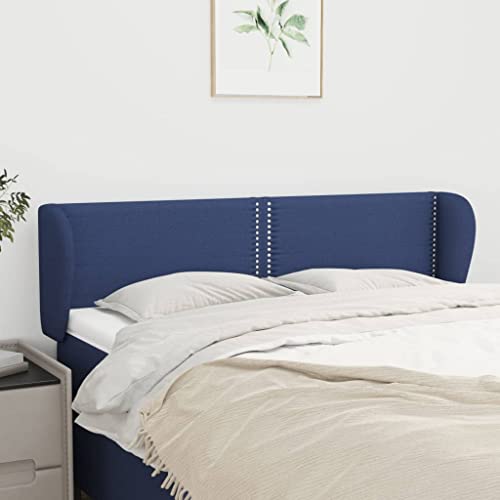 Mandloder Kopfteil mit Ohren, Blau, 147x23x78/88 cm, Stoffbezug, verstellbar, stilvolles Design für Schlafzimmer, robust Mandloder Kopfteil mit Ohren, Blau, 147x23x78/88 cm, Stoffbezug, verstellbar, stilvolles Design für Schlafzimmer, robust von Mandloder