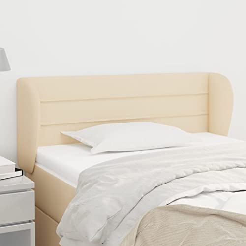 Mandloder Kopfteil mit Ohren, Creme, 83x23x78/88 cm, verstellbares Stoff-Bettkopfteil, Robustes Headboard für Schlafzimmer, bequemes Rückenpolster von Mandloder