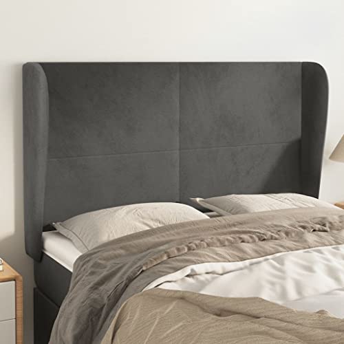 Mandloder Kopfteil mit Ohren, Dunkelgrau, 147x23x118/128 cm, luxuriöser Samtstoff, höhenverstellbar, stabiles Holz, ideal für Schlafzimmer, bequemes Bett kopfteil für Ihr Bett Mandloder Kopfteil mit Ohren, Dunkelgrau, 147x23x118/128 cm, luxuriöser Samtstoff, höhenverstellbar, stabiles Holz, ideal für Schlafzimmer, bequemes Bett kopfteil für Ihr Bett von Mandloder