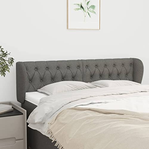 Mandloder Kopfteil mit Ohren, Dunkelgrau, 163x23x78/88 cm, Stoff, verstellbar, atmungsaktiv, für Schlafzimmer, klassischer Look, robuste Holzbeine Mandloder Kopfteil mit Ohren, Dunkelgrau, 163x23x78/88 cm, Stoff, verstellbar, atmungsaktiv, für Schlafzimmer, klassischer Look, robuste Holzbeine von Mandloder