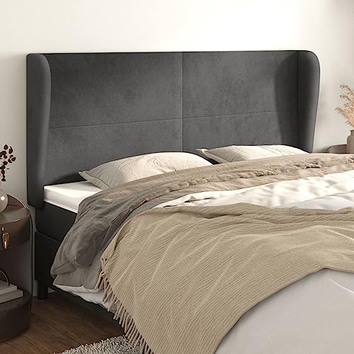 Mandloder Kopfteil mit Ohren, dunkelgrau, 163x23x118/128 cm, luxuriöser Samtstoff, höhenverstellbar, Robustes Design für Schlafzimmerbetten Mandloder Kopfteil mit Ohren, dunkelgrau, 163x23x118/128 cm, luxuriöser Samtstoff, höhenverstellbar, Robustes Design für Schlafzimmerbetten von Mandloder