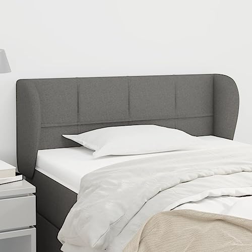Mandloder Kopfteil mit Ohren, dunkelgrau, 93x23x78/88 cm, Stoff, verstellbares Bett-Headboard mit robusten Holzbeinen, inklusive 2 Ohren Mandloder Kopfteil mit Ohren, dunkelgrau, 93x23x78/88 cm, Stoff, verstellbares Bett-Headboard mit robusten Holzbeinen, inklusive 2 Ohren von Mandloder