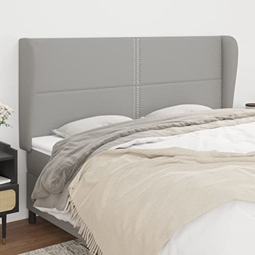 Mandloder Kopfteil mit Ohren, hellgrau, 203x23x118/128 cm, Stoff, höhenverstellbar, robust, für Bettrahmen, gemütliches Rückenpolster Mandloder Kopfteil mit Ohren, hellgrau, 203x23x118/128 cm, Stoff, höhenverstellbar, robust, für Bettrahmen, gemütliches Rückenpolster von Mandloder