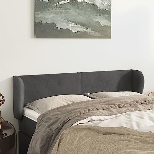 Mandloder Kopfteil mit Ohren Dunkelgrau, 147x23x78/88 cm, weicher Samt, höhenverstellbar, Robustes Holz, gemütliche Rückenlehne für Schlafzimmer Mandloder Kopfteil mit Ohren Dunkelgrau, 147x23x78/88 cm, weicher Samt, höhenverstellbar, Robustes Holz, gemütliche Rückenlehne für Schlafzimmer von Mandloder