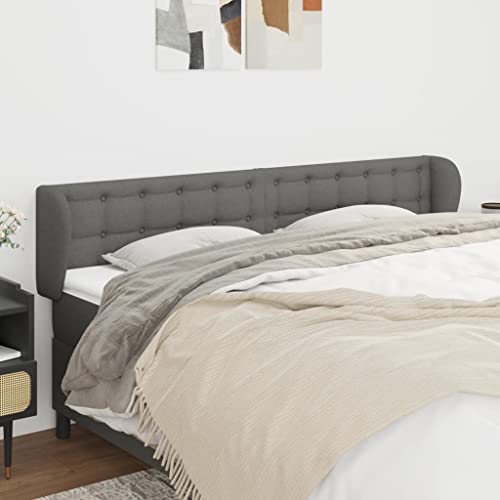 Mandloder Kopfteil mit Ohren Dunkelgrau 163x23x78/88 cm, Stoffbezug, verstellbar, robuste Holzbeine, für Schlafzimmer Mandloder Kopfteil mit Ohren Dunkelgrau 163x23x78/88 cm, Stoffbezug, verstellbar, robuste Holzbeine, für Schlafzimmer von Mandloder