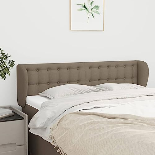 Mandloder Kopfteil mit Ohren Taupe 147x23x78/88 cm, verstellbares Stoff-Bettkopfteil für Schlafzimmer, stabiles Headboard mit Holzbeinen von Mandloder
