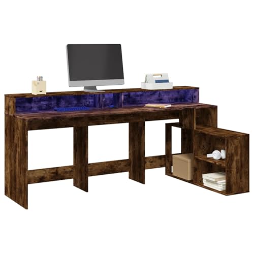 Mandloder LED-Schreibtisch Räuchereiche 200x104x91 cm Holzwerkstoff, Robuster Computertisch für Büro und Gaming mit RGB-Beleuchtung Mandloder LED-Schreibtisch Räuchereiche 200x104x91 cm Holzwerkstoff, Robuster Computertisch für Büro und Gaming mit RGB-Beleuchtung von Mandloder