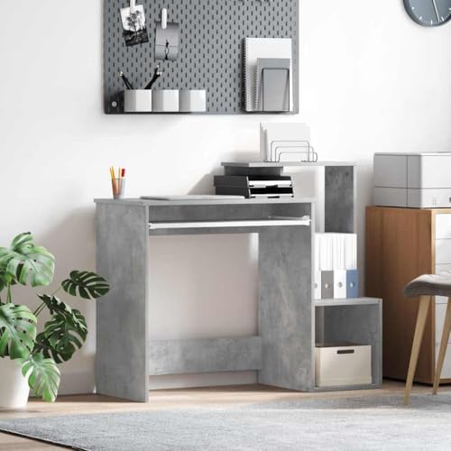 Mandloder Moderner Computertisch mit Regal, Betongrau, 106x40x88.5 cm, aus Holzwerkstoff, ideal für Büro und Zuhause, stilvoller Schreibtisch mit Stauraum Mandloder Moderner Computertisch mit Regal, Betongrau, 106x40x88.5 cm, aus Holzwerkstoff, ideal für Büro und Zuhause, stilvoller Schreibtisch mit Stauraum von Mandloder