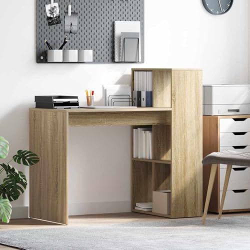 Mandloder Moderner Computertisch mit Regal, Sonoma Eiche Holzwerkstoff, 108 x 55 x 103,5 cm, Home Office Schreibtisch für Laptop und Gaming Mandloder Moderner Computertisch mit Regal, Sonoma Eiche Holzwerkstoff, 108 x 55 x 103,5 cm, Home Office Schreibtisch für Laptop und Gaming von Mandloder