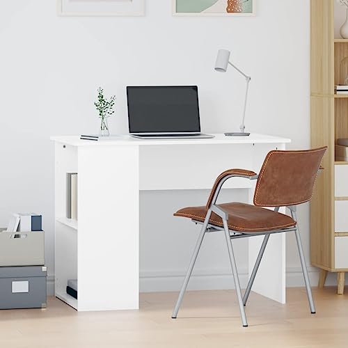 Mandloder Moderner Schreibtisch Weiß 100x55x75 cm aus Holzwerkstoff, ideal für Büro, Schlafzimmer und Home-Office, mit 2 Ablagefächern, Stabiler Computer-Schreibtisch, Laptop-Tisch Mandloder Moderner Schreibtisch Weiß 100x55x75 cm aus Holzwerkstoff, ideal für Büro, Schlafzimmer und Home-Office, mit 2 Ablagefächern, Stabiler Computer-Schreibtisch, Laptop-Tisch von Mandloder
