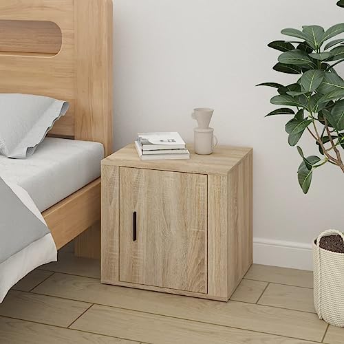 Mandloder Nachttisch Sonoma-Eiche 50x39x47 cm, Holzwerkstoff, Beistellschrank mit Stauraum und Stabiler Oberplatte, ideal für Schlafzimmer und Wohnzimmer Möbel von Mandloder