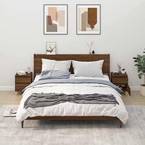Mandloder Nachttische 2er Set, Braun Eichen-Optik, 40x35x50 cm, robuster Holzwerkstoff, mit Ablage, für Schlafzimmer und Wohnzimmer, Stauraum von Mandloder