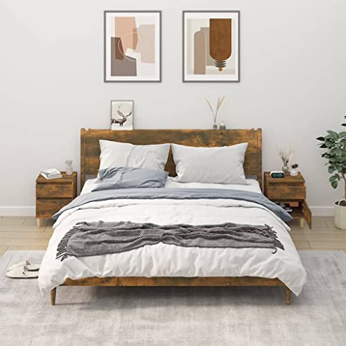 Mandloder Nachttische 2er-Set Räuchereiche 40x35x50 cm, Holzwerkstoff, schmaler Beistellschrank mit Stauraum für Schlafzimmer, Wohnzimmer, Möbel Mandloder Nachttische 2er-Set Räuchereiche 40x35x50 cm, Holzwerkstoff, schmaler Beistellschrank mit Stauraum für Schlafzimmer, Wohnzimmer, Möbel von Mandloder