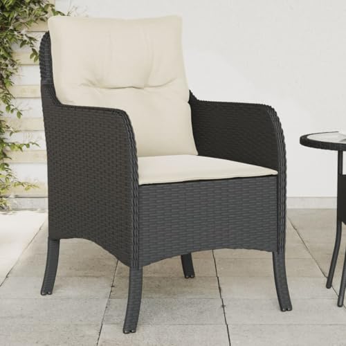 Mandloder Poly Rattan Gartenstühle 2er Set, Schwarz mit Cremeweißen Kissen für Outdoor Garten Terrasse Balkon, Wetterfeste UV-Beständige Stühle, Komfortable Lounge Möbel Stabile Gartenmöbel Mandloder Poly Rattan Gartenstühle 2er Set, Schwarz mit Cremeweißen Kissen für Outdoor Garten Terrasse Balkon, Wetterfeste UV-Beständige Stühle, Komfortable Lounge Möbel Stabile Gartenmöbel von Mandloder