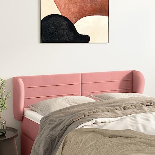 Mandloder Rosa Samt Kopfteil mit Ohren, 147x23x78/88 cm, Höhenverstellbar, Weich Gepolstert für Komfort und Stabilität, Klassisches Design für Schlafzimmer Mandloder Rosa Samt Kopfteil mit Ohren, 147x23x78/88 cm, Höhenverstellbar, Weich Gepolstert für Komfort und Stabilität, Klassisches Design für Schlafzimmer von Mandloder