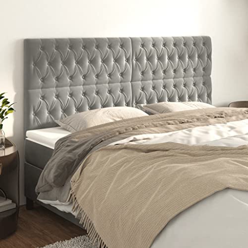 Mandloder Samt Kopfteil Set 4 Stück Hellgrau 100x7x78/88 cm, Höhenverstellbar, Weich Gepolstert, Robuste Holzbeine für Komfortables Lesen im Schlafzimmer Mandloder Samt Kopfteil Set 4 Stück Hellgrau 100x7x78/88 cm, Höhenverstellbar, Weich Gepolstert, Robuste Holzbeine für Komfortables Lesen im Schlafzimmer von Mandloder