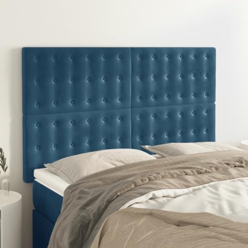 Mandloder Samt Kopfteile Set, 4 Stück dunkelblau, höhenverstellbar, weich gepolstert, 72x5x78/88 cm für Einzelbetten, luxuriöses Schlafzimmer-Design Mandloder Samt Kopfteile Set, 4 Stück dunkelblau, höhenverstellbar, weich gepolstert, 72x5x78/88 cm für Einzelbetten, luxuriöses Schlafzimmer-Design von Mandloder