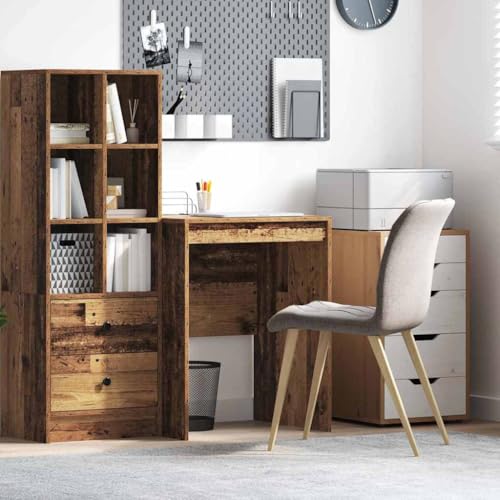 Mandloder Schreibtisch Altholz Optik 60x50x76 cm, Kompaktes Design aus Holzwerkstoff für Büro und Homeoffice, Robuster Computertisch mit Stauraum, Ideal zum Schreiben und Arbeiten von Mandloder