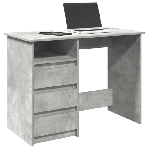 Mandloder Schreibtisch Betongrau 102x50x75 cm, robuster Holzwerkstoff Bürotisch für Laptop und Computer, ideal für Arbeitszimmer und Schlafzimmer von Mandloder