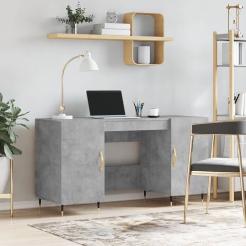 Mandloder Schreibtisch Betongrau 140x50x75 cm aus robustem Holzwerkstoff, mit 4 Türen für Büro, Arbeitszimmer und Home-Office, stabiles Gestell Mandloder Schreibtisch Betongrau 140x50x75 cm aus robustem Holzwerkstoff, mit 4 Türen für Büro, Arbeitszimmer und Home-Office, stabiles Gestell von Mandloder