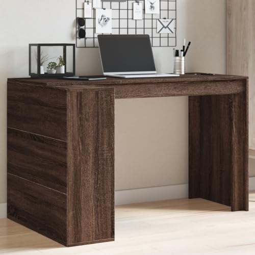 Mandloder Schreibtisch Braun Eichen-Optik 123,5x73,5x75 cm, robuster Computertisch aus Holzwerkstoff für Büro, Schlafzimmer & Home Office, platzsparender Arbeitstisch mit Stauraum von Mandloder