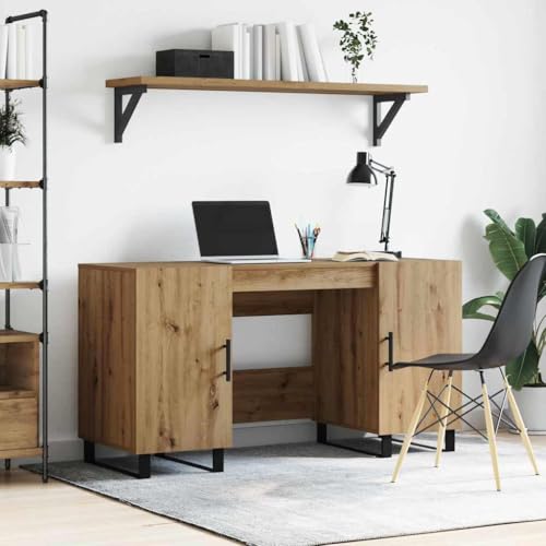 Mandloder Schreibtisch Eiche handwerklich 140x50x75 cm, industrieller Computertisch aus Holzwerkstoff, robuster Arbeitstisch mit Regalen & Türen für Home-Office & Büro Mandloder Schreibtisch Eiche handwerklich 140x50x75 cm, industrieller Computertisch aus Holzwerkstoff, robuster Arbeitstisch mit Regalen & Türen für Home-Office & Büro von Mandloder