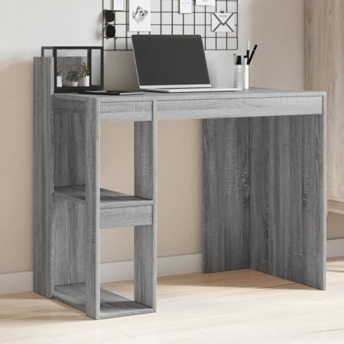 Mandloder Schreibtisch Grau Sonoma, 103,5x56,5x94 cm, robuster Holzwerkstoff Bürotisch mit Stauraum, ideal für Home Office & Studentenzimmer von Mandloder