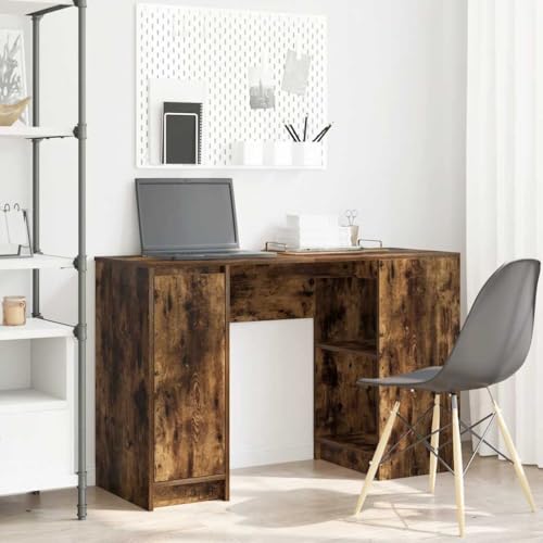 Mandloder Schreibtisch Räuchereiche 120x42x76 cm, robuster Holzwerkstoff, vielseitig einsetzbarer Computertisch für Büro, Schlafzimmer und Arbeitszimmer, praktischer Laptoptisch mit Stauraum von Mandloder