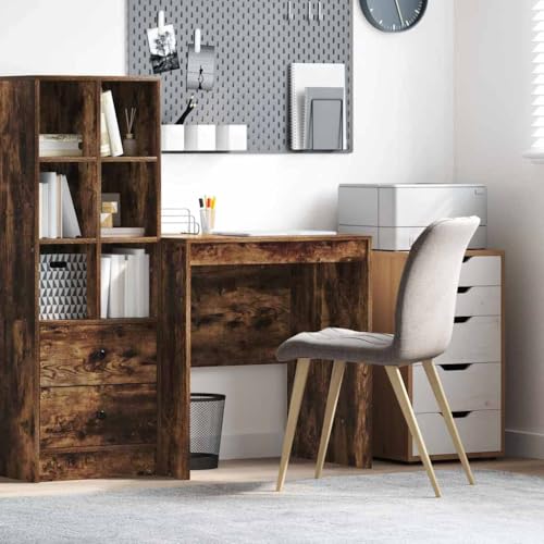 Mandloder Schreibtisch Räuchereiche 70 x 50 x 76 cm Holzwerkstoff, robuster Arbeitstisch für Heimbüro und Studenten, modernes Design mit Stauraum von Mandloder