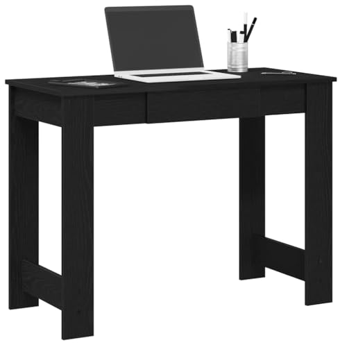 Mandloder Schreibtisch Schwarz 100x45x75 cm aus Holzwerkstoff, robuster Computertisch für Büro, Schlafzimmer & Home-Office, Pflegeleichte Arbeitsplatte von Mandloder